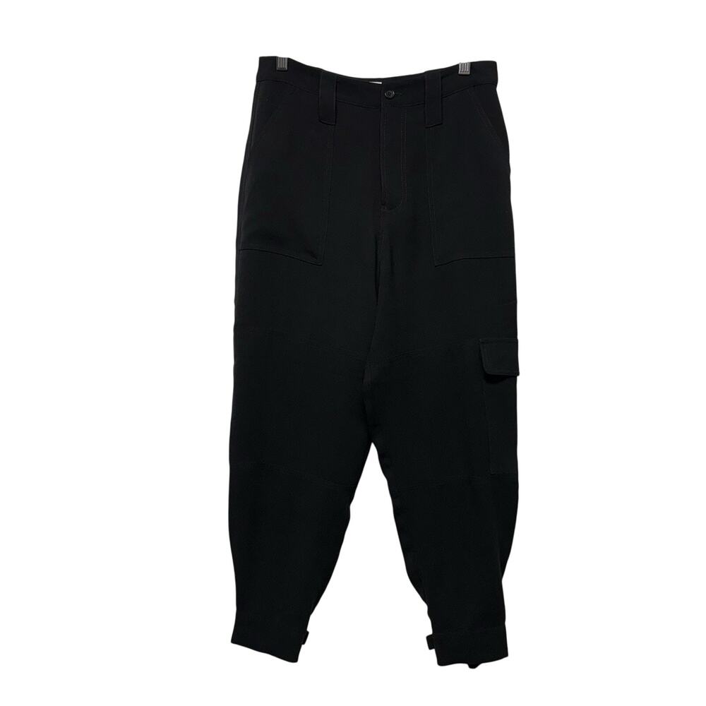 Trina Turk Dressy Utility Pants High Rise Black Jogger Button Cuff Pants Size 4